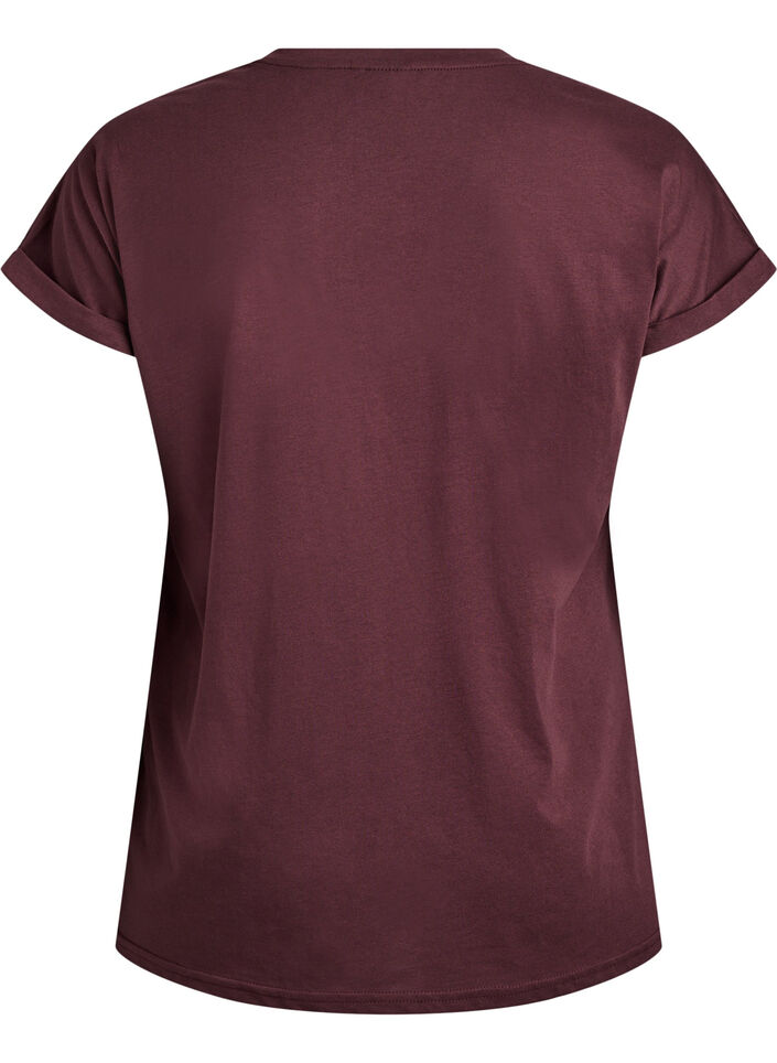 Short-sleeved t-shirt in a cotton blend, Dark Bordeaux, Packshot image number 1