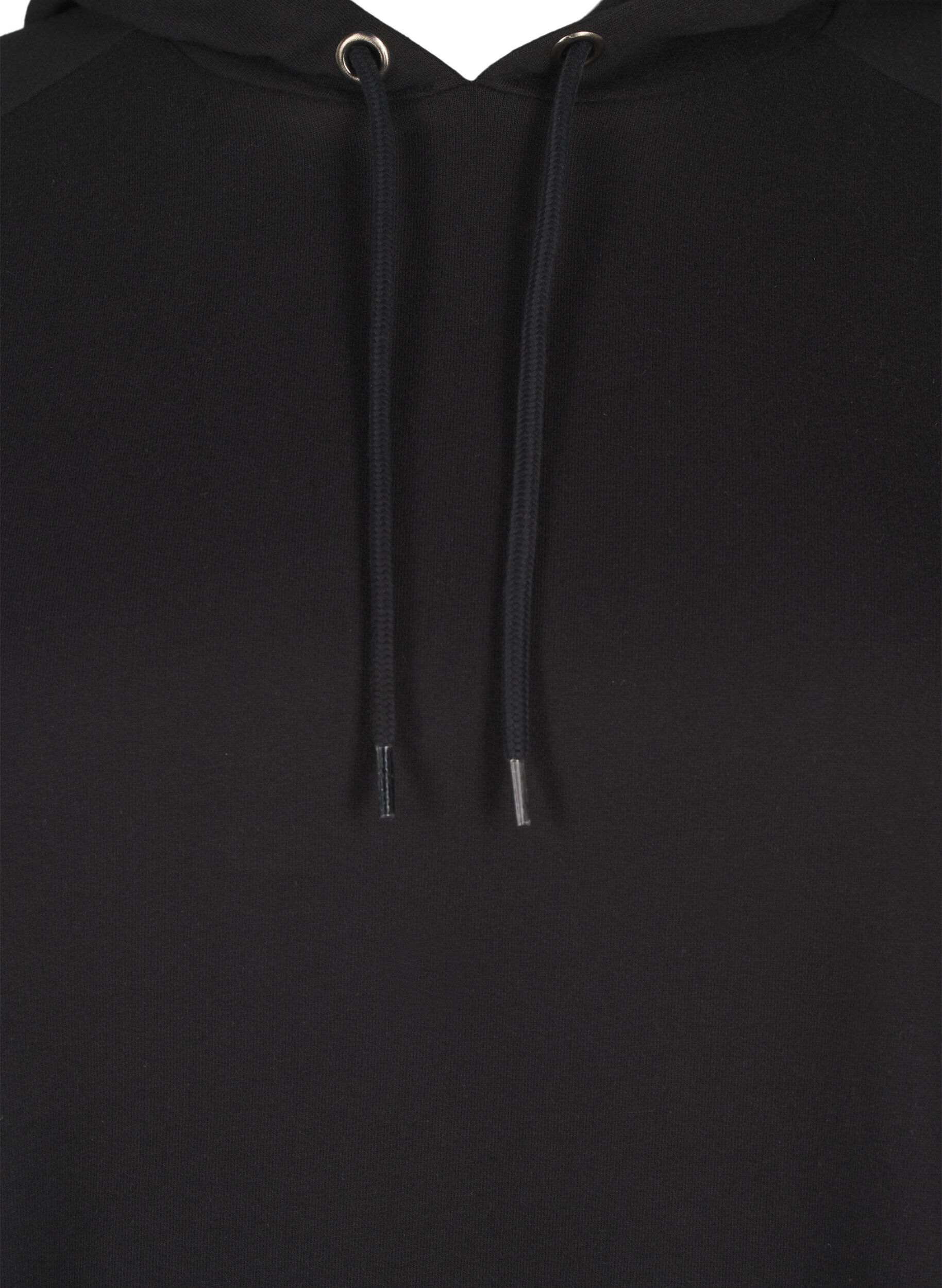 Zizzifashion Oversize sweatshirt with print on the sleeves, Black w. Silver, Packshot image number 2