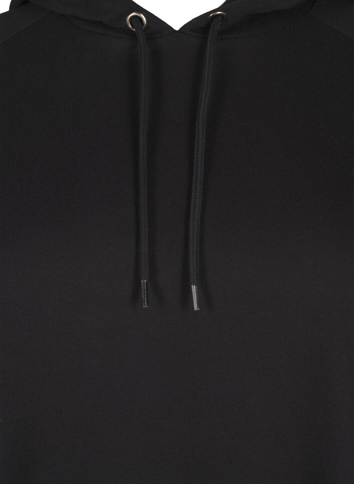 Oversize sweatshirt with print on the sleeves, Black w. Silver, Packshot image number 2