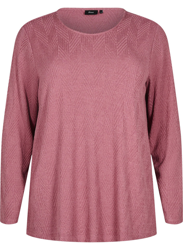 Patterned blouse with long sleeves, Brown, Packshot image number 0