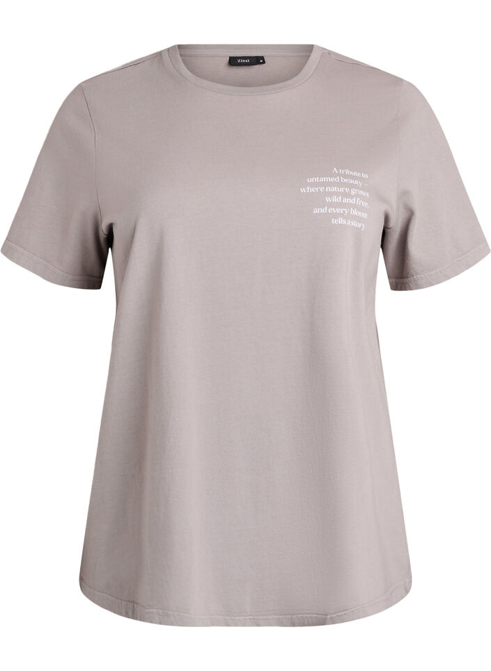 Cotton T-shirt with front and back print, Grey, Packshot image number 0