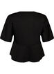 Peplum blouse with elbow-length sleeves, Black, Packshot image number 1