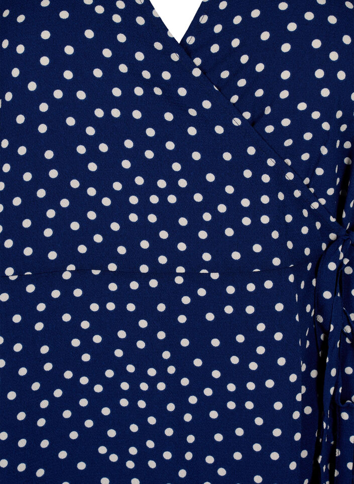 Printed wrap dress with short sleeves, Blue, Packshot image number 2