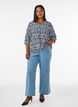 Patterned viscose blouse with 3/4-sleeves, Blue, Model image number 1