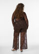 Mesh trousers with floral embroidery and sequins, Brown, Model image number 1