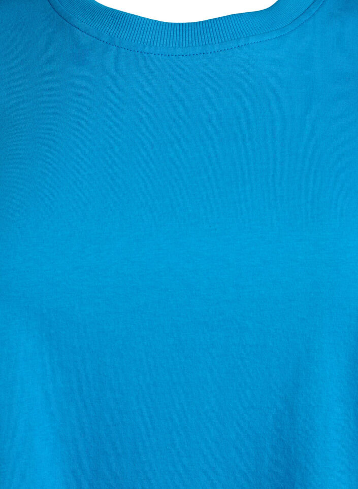 Basic cotton t-shirt with a round neck, Blue, Packshot image number 2