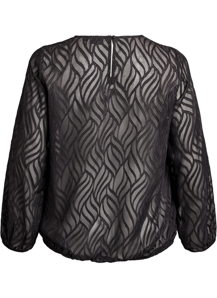 Chiffon blouse with a textured pattern, Black, Packshot image number 1