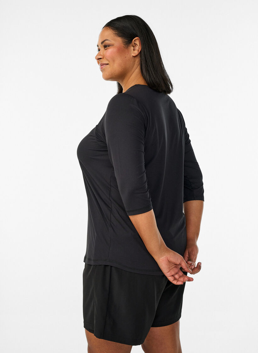 Sports top with 3/4 sleeves, Black, Model
