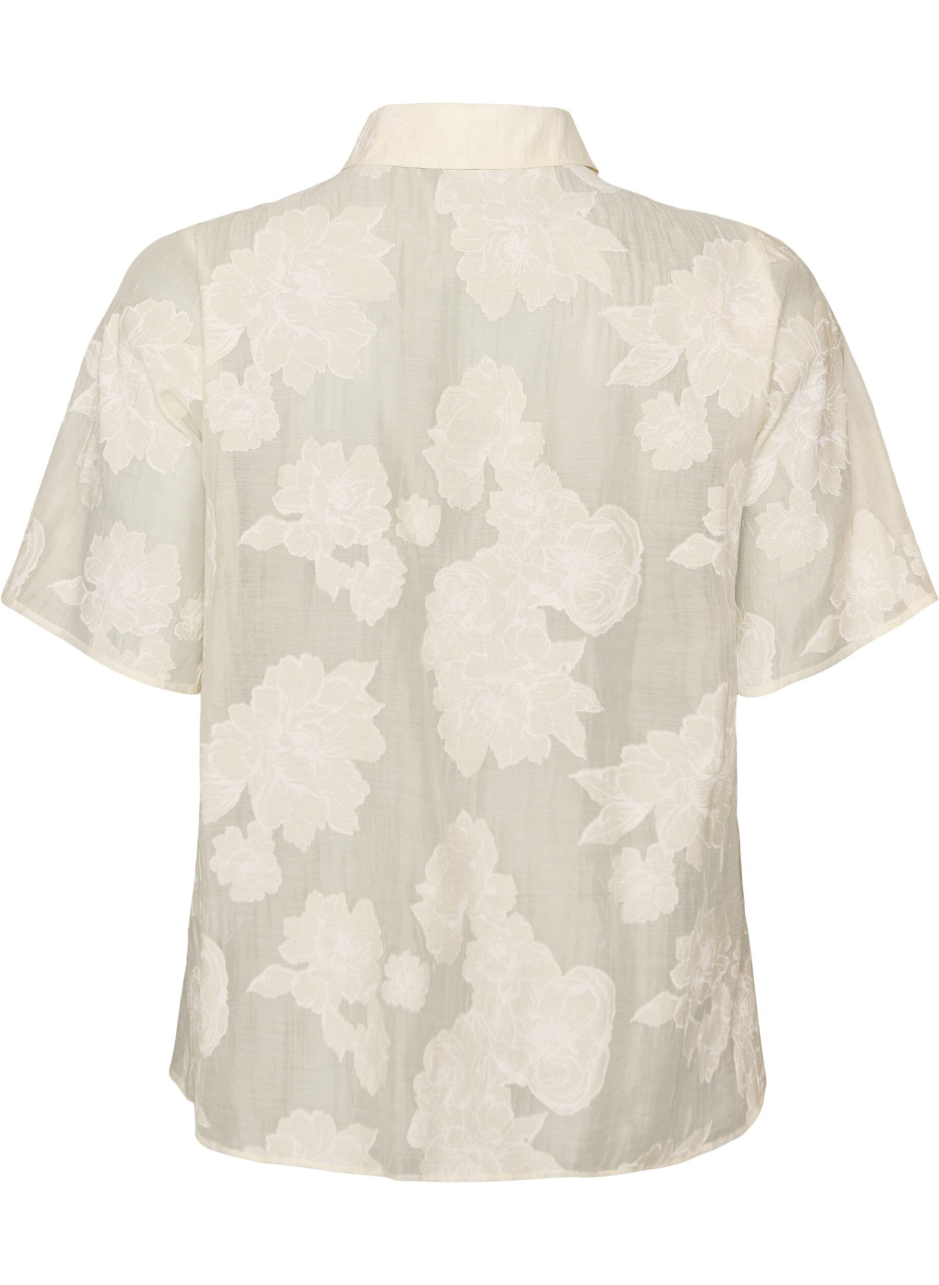 Zizzifashion Sheer shirt blouse with floral print, Beige, Packshot image number 1