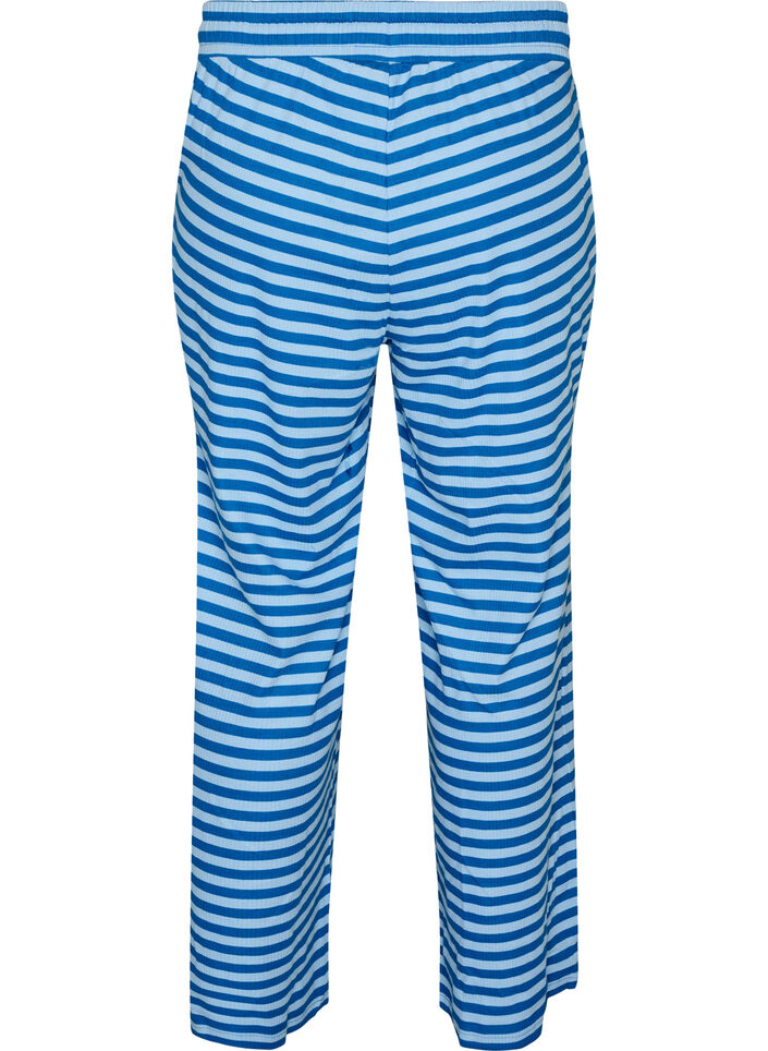 Striped pyjama bottoms with a high waist and wide legs, Light Blue, Packshot image number 1