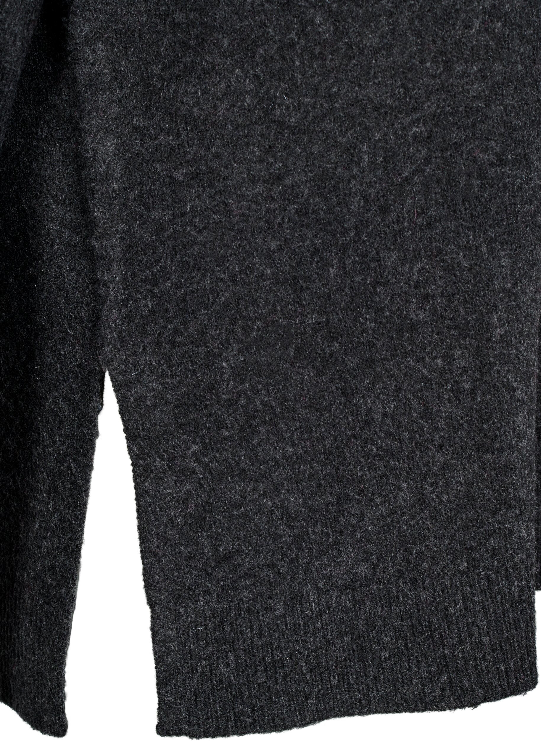 Zizzifashion Knitted top with wool and slits, Dark Grey Melange, Packshot image number 3
