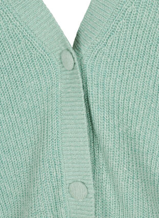 Knitted cardigan with buttons and balloon sleeves, Dusty Jade Green Mel, Packshot image number 2