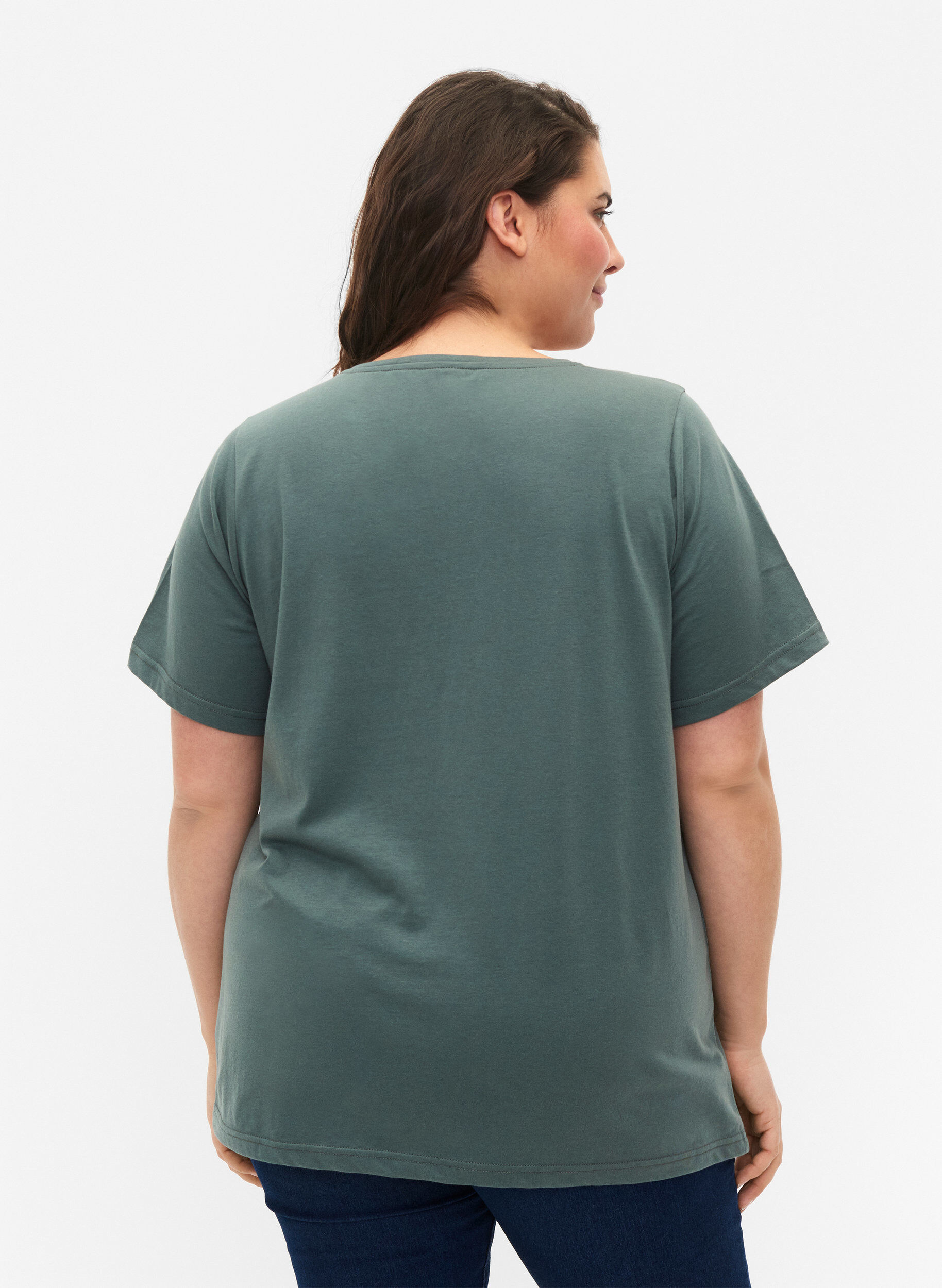Zizzifashion FLASH - T-shirt with v-neck, Balsam Green, Model image number 1