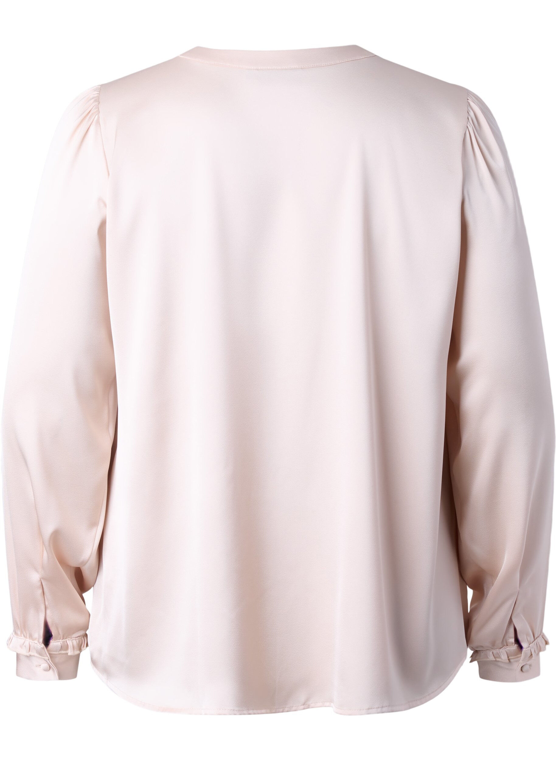Zizzifashion Satin shirt blouse with ruffle details, Champagne, Packshot image number 1