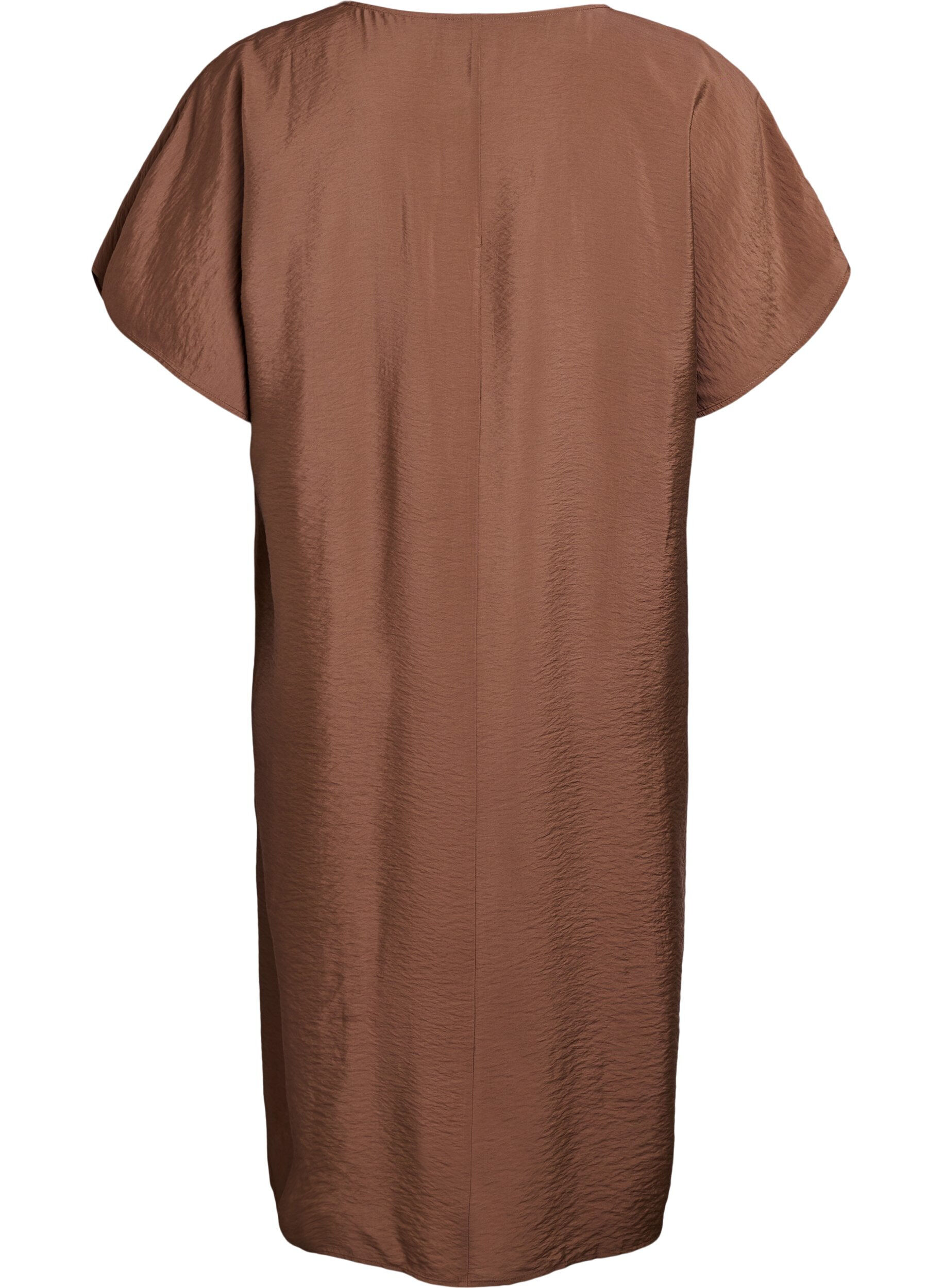 Zizzifashion V-neck dress in viscose, Brown, Packshot image number 1