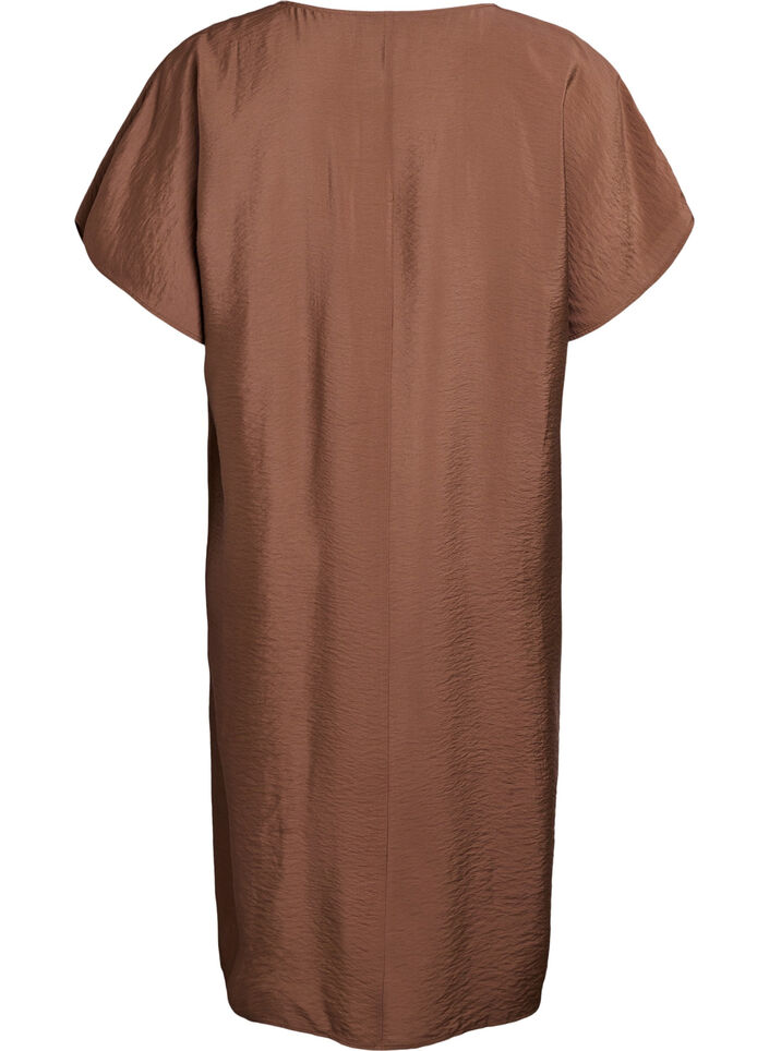 V-neck dress in viscose, Brown, Packshot image number 1