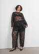 Mesh trousers with floral embroidery and sequins, Black, Model image number 0