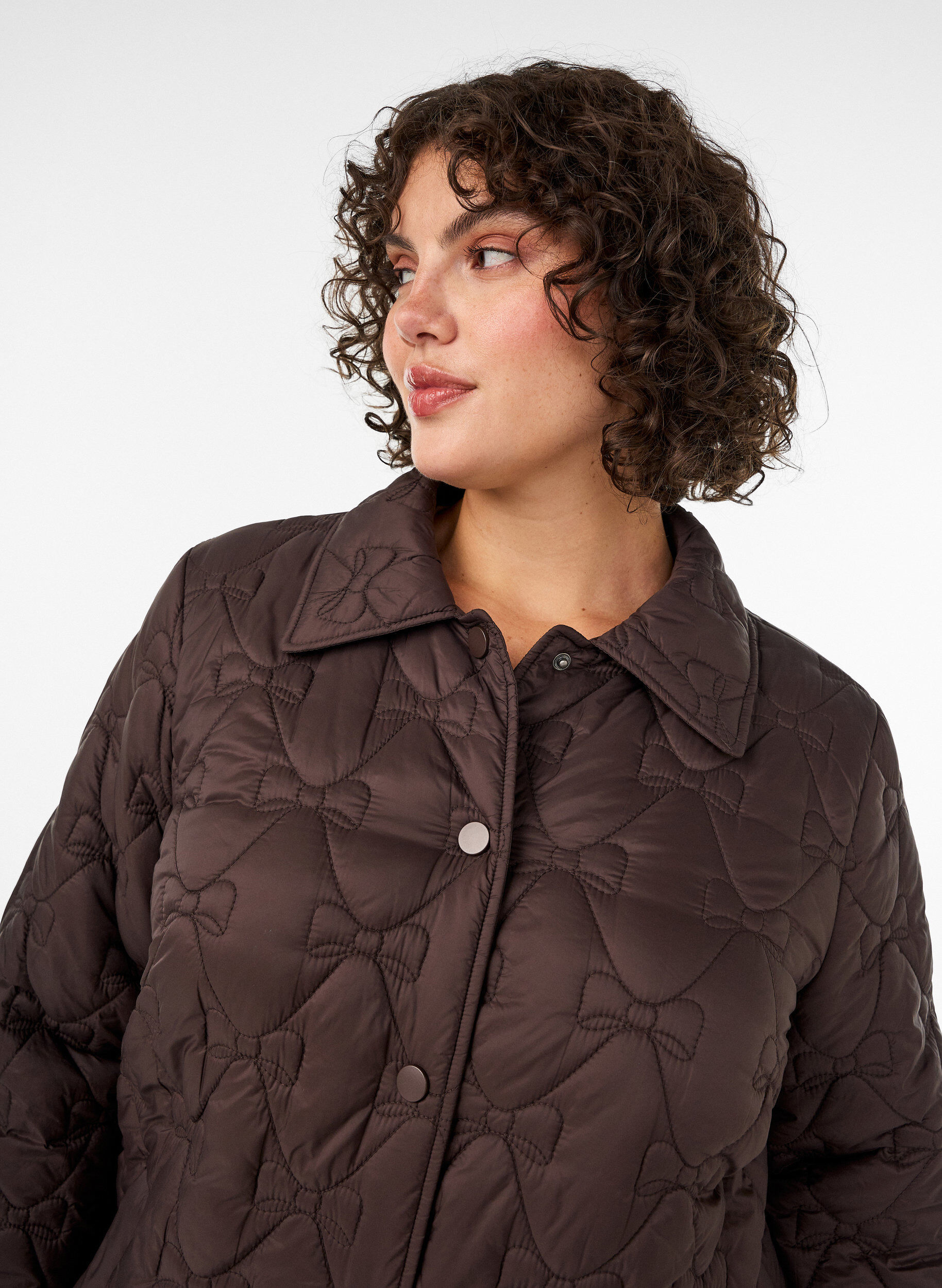 ZizzifashionLightly padded jacket with decorative quilting, Brown, Model image number 3