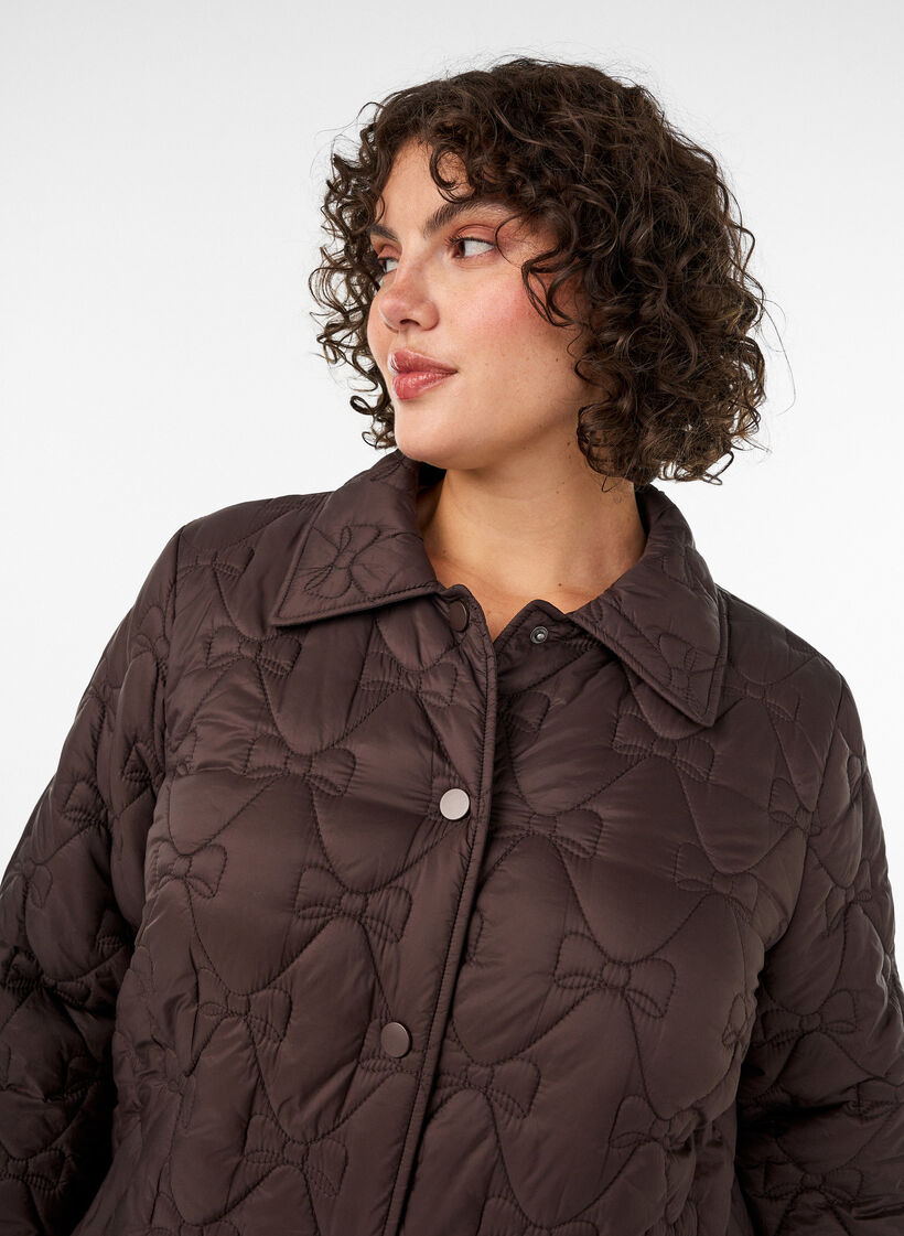 Lightly padded jacket with decorative quilting, Brown, Model image number 3