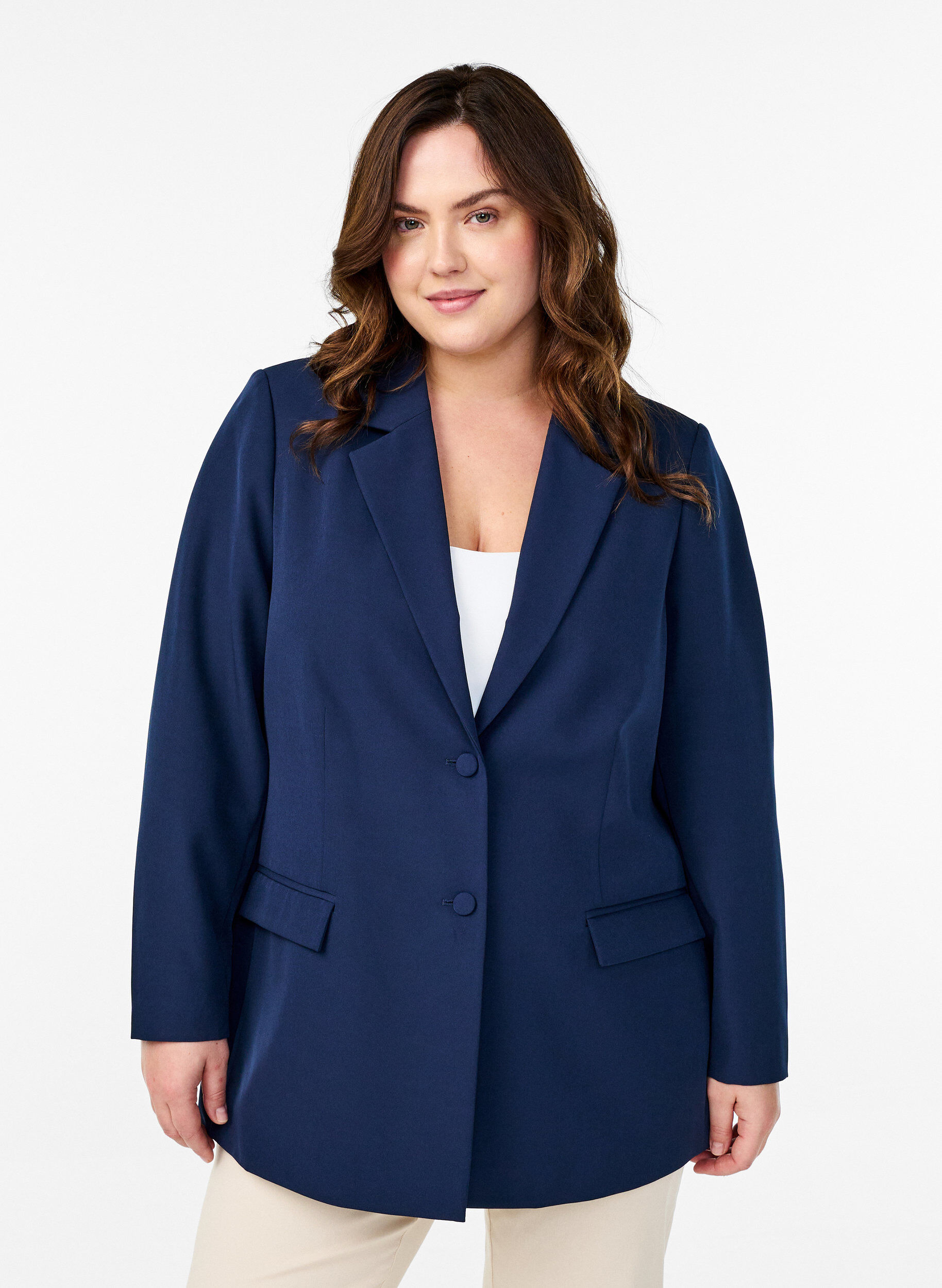 Classic blazer with button closure, Blue, Model