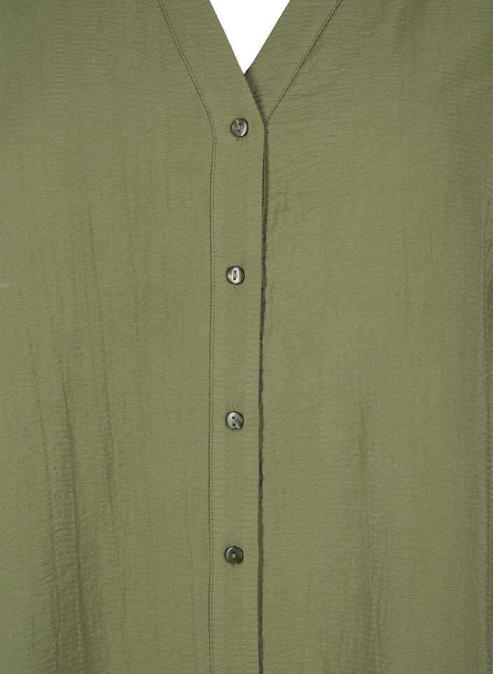 Viscose shirt blouse with 3/4 sleeves, Winter Moss, Packshot image number 2