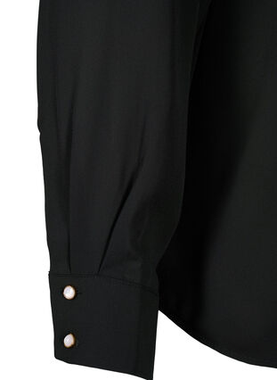 Ruffle shirt blouse with pearl buttons, Black, Packshot image number 3