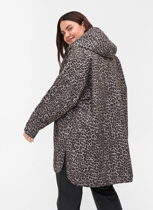 Rain poncho with hood and print, Brown Leo, Model image number 1