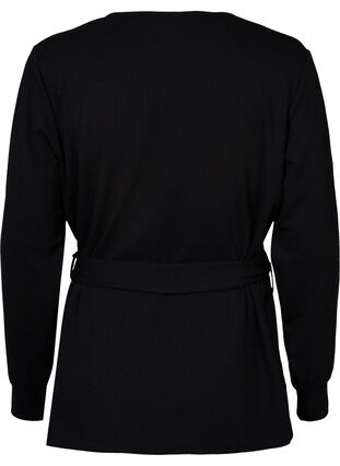 Wrap top with tie band and lurex, Black w. Black, Packshot image number 1