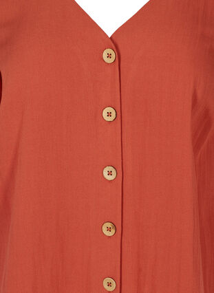 Viscose blouse with buttons and v-neck, Burnt Brick, Packshot image number 2