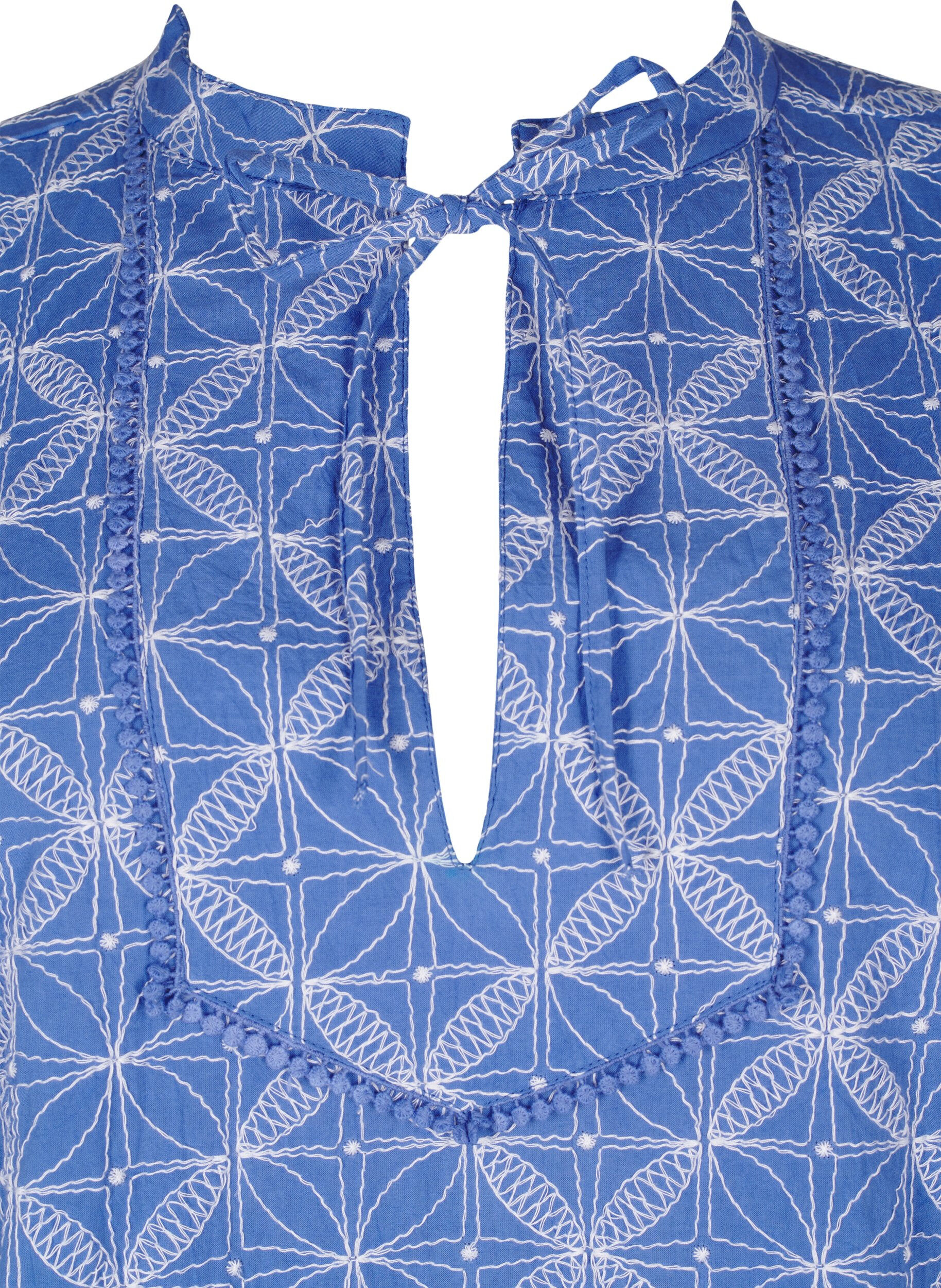 Zizzifashion Tunic with embroidery and tie detail, Blue, Packshot image number 2