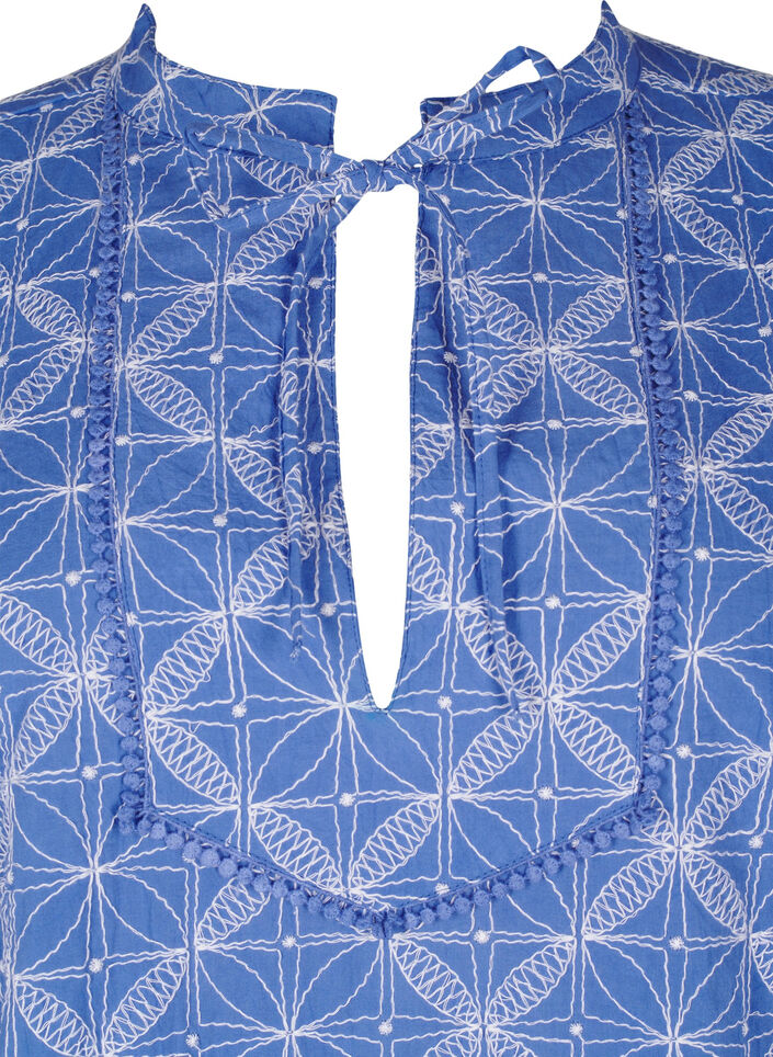 Tunic with embroidery and tie detail, Blue, Packshot image number 2