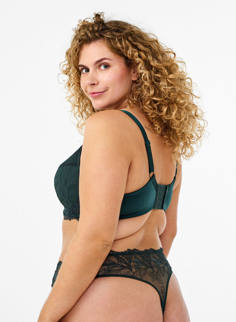 Padded lace bra with underwire, Green, Model image number 1