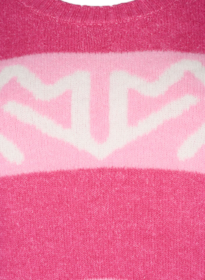 Striped knit sweater with graphic pattern, Raspberry Rose Comb, Packshot image number 2