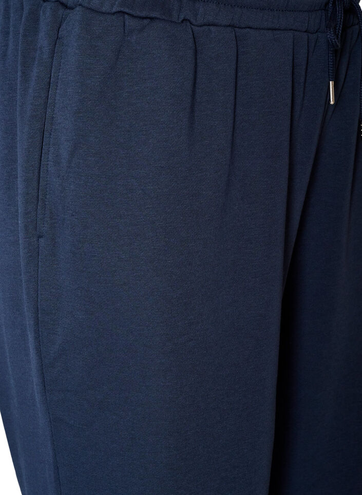High-waisted sweatpants with drawstring, Blue, Packshot image number 2
