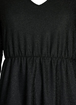 Glitter dress with V-neck, Black Black, Packshot image number 2