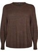 Knitted blouse with a round neck, Brown, Packshot image number 0