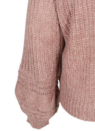 Marled knitted blouse with a pattern, Burlwood mel, Packshot image number 3