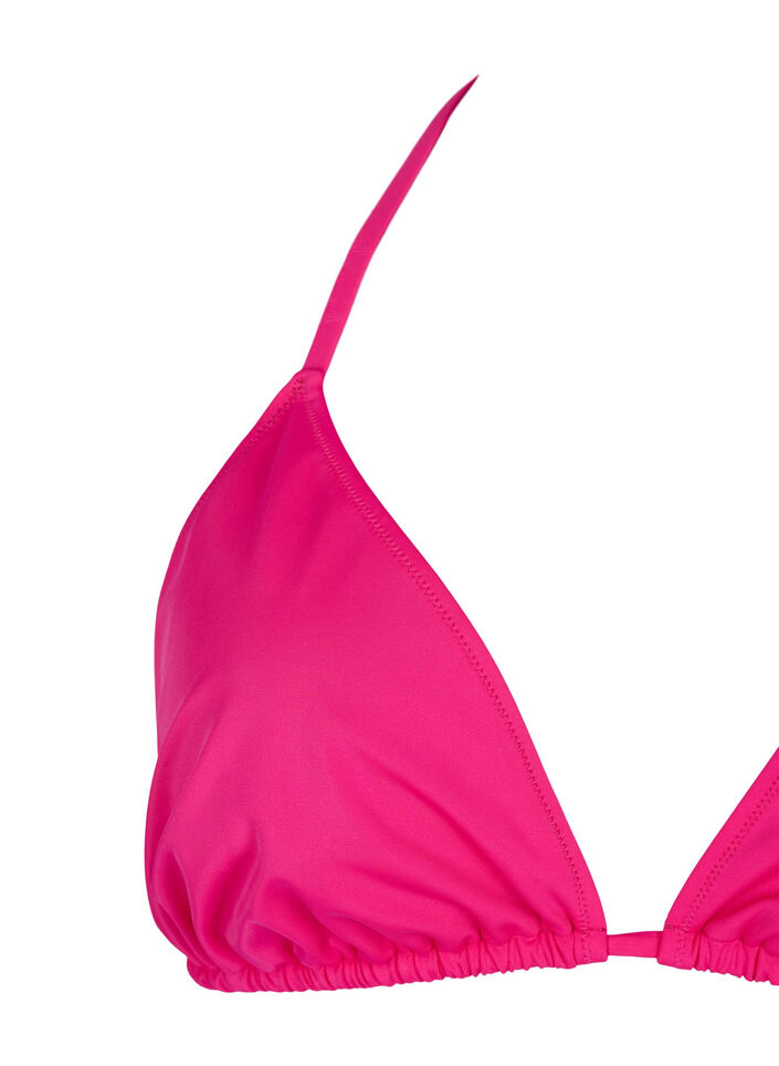 Solid color triangle bikini top, Pink, Packshot image number 2