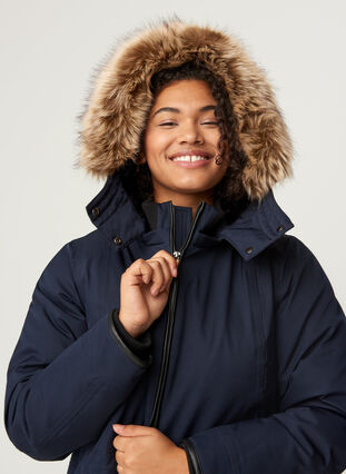 Winter jacket with zip and pockets, Night Sky, Model image number 3