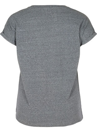 Marled cotton t-shirt, Black Melange, Packshot image number 1