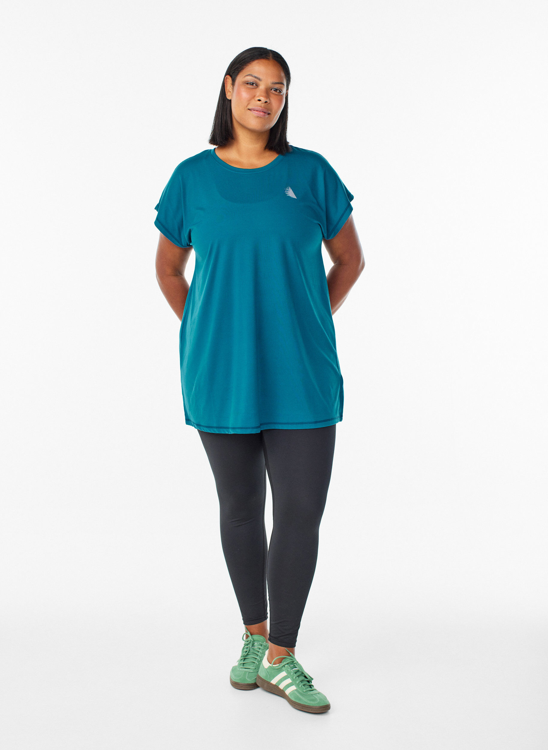 ZizzifashionLong workout T-shirt, Petrol, Model image number 1