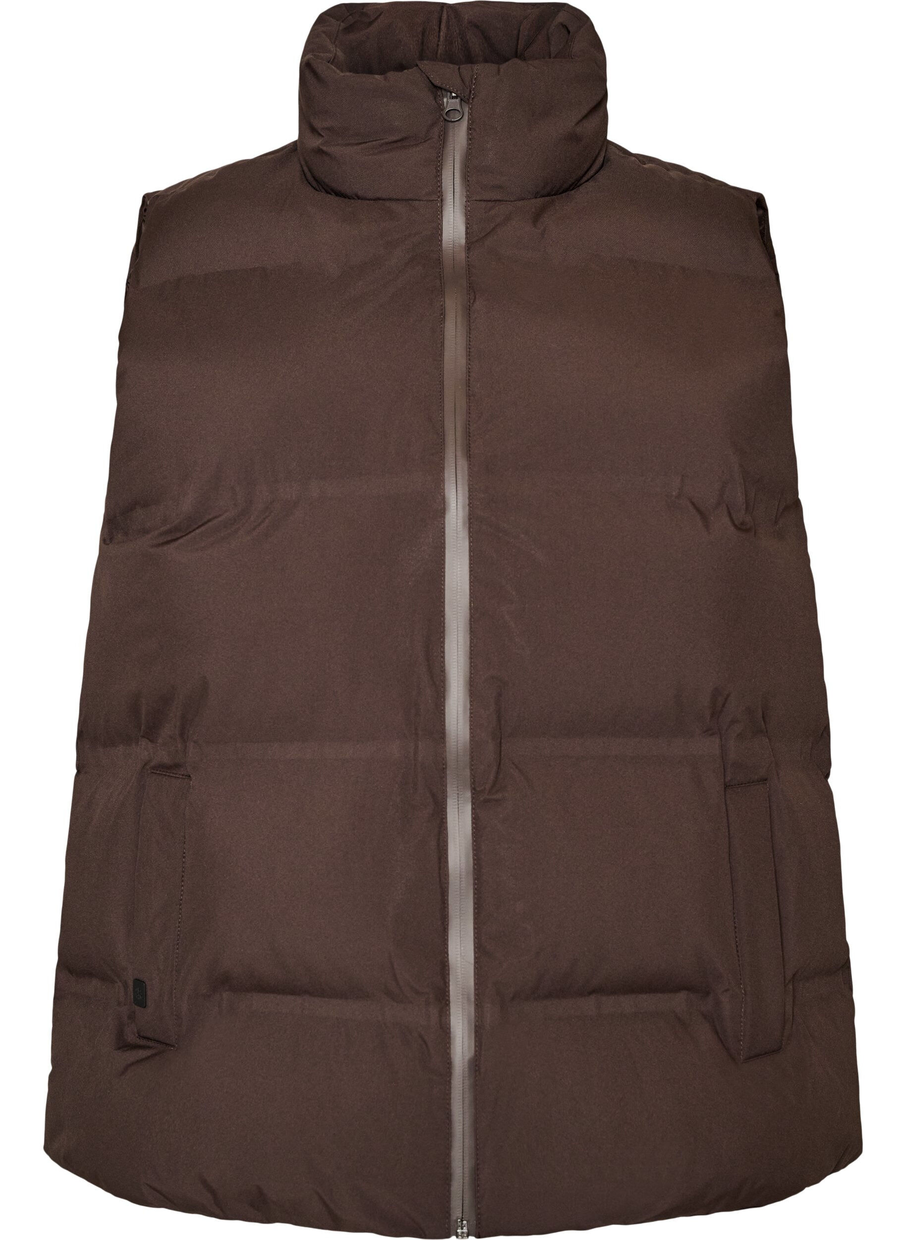 Short puff vest with high collar