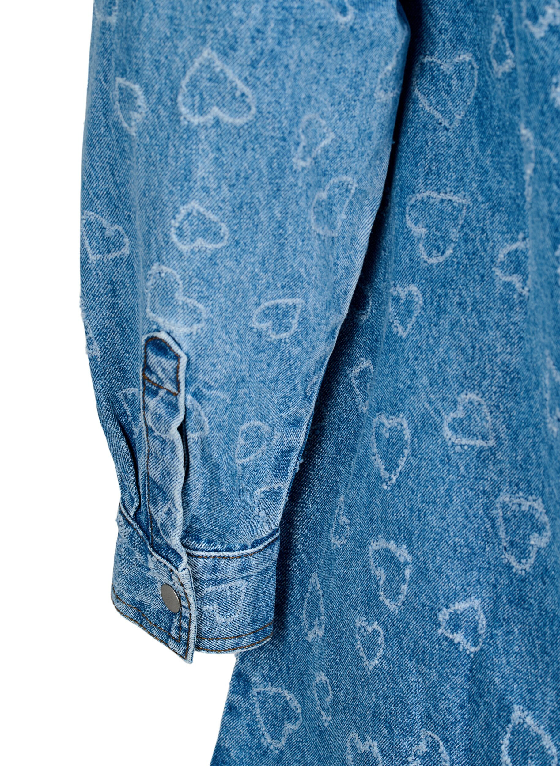 Zizzifashion Denim dress with heart pattern, Blue, Packshot image number 3