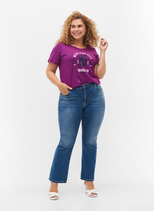 Cotton t-shirt with print, Grape Juice, Model image number 2