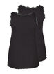 2-pack tops with lace trim, Black, Packshot image number 1
