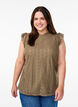 Lace top with ruffle details, Brown, Model image number 0