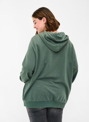 Sweatshirt with hood and pockets, Thyme, Model image number 1