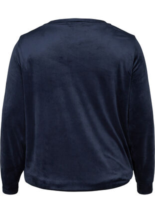 Long-sleeved velour blouse with tie detail, Navy Blazer, Packshot image number 1