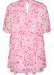 Short chiffon-look dress with floral print and ruffle layers, Pink, Packshot image number 1