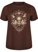 Cotton T-shirt with front print, Brown, Packshot image number 0
